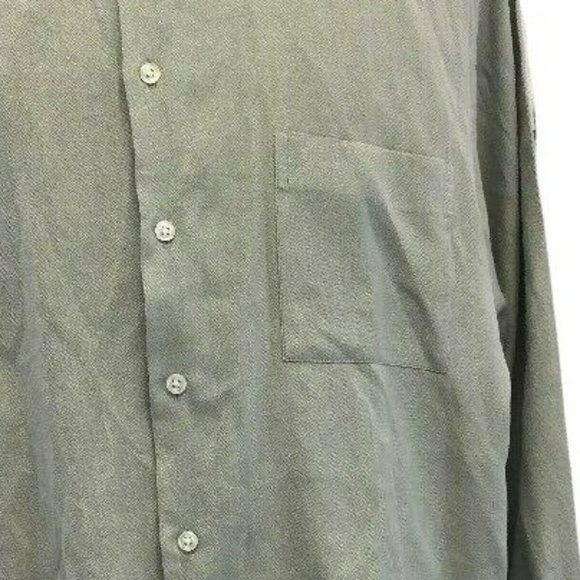ALFANI Mens Dress Shirt Silk Blend XL - 17 1/2 34-35 Gray Button L/S Grey - Picture 3 of 7